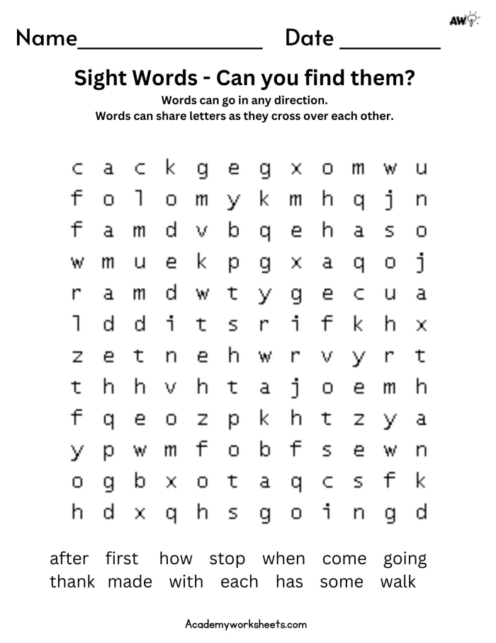 Sight word practice worksheet featuring the word "the" for young learners Simple sight word worksheet for practicing "the" with Pre-K students