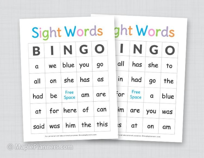 Sweet bingo game activity for practicing high-frequency words in early reading Kindergarten students playing sight words bingo game with colorful cards and markers