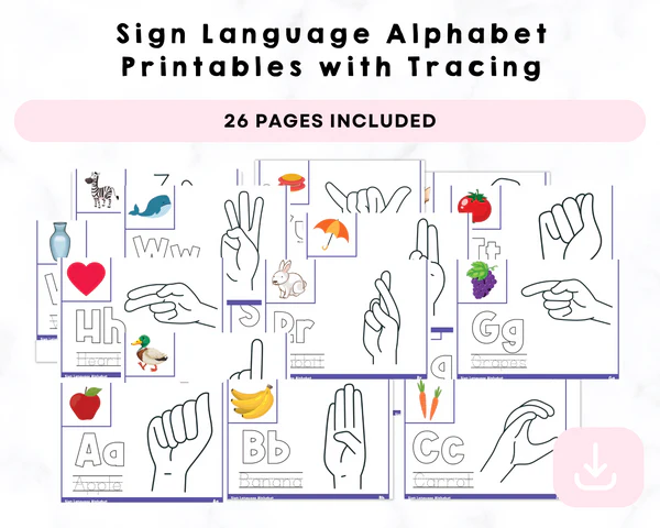 Second grade sign language alphabet worksheet for students