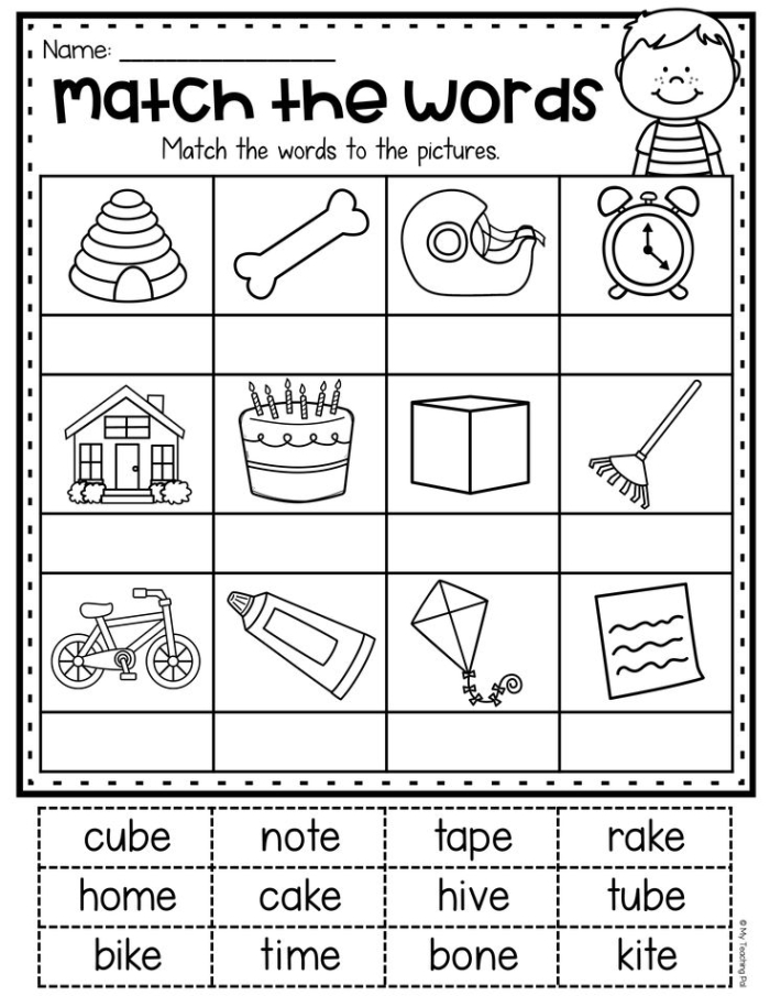 Silent E Picture Sort activity for kindergarten economics lesson Engaging worksheet for sorting pictures of CVC and silent E words