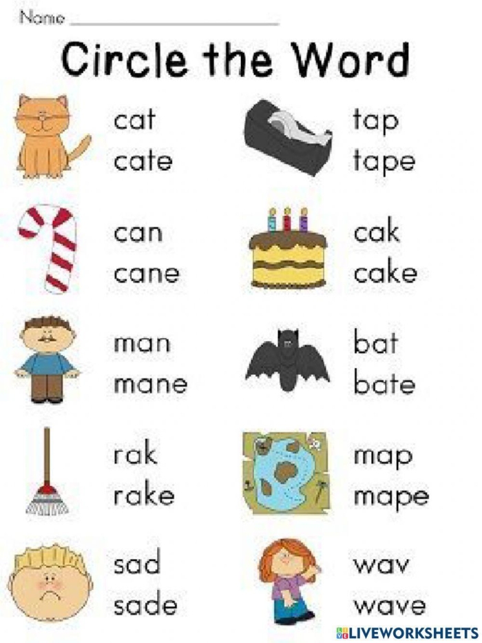 Kindergarten student practicing silent e words by writing and sounding out words with vowel e endings worksheet image 17