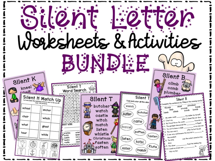 Silent Letter Search worksheet for fourth-grade students focused on enhancing grammar skills