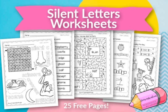 Silent Letter Search worksheet for fourth graders focusing on grammar skills