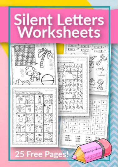 Worksheet featuring a Silent Letter Search activity for fourth graders