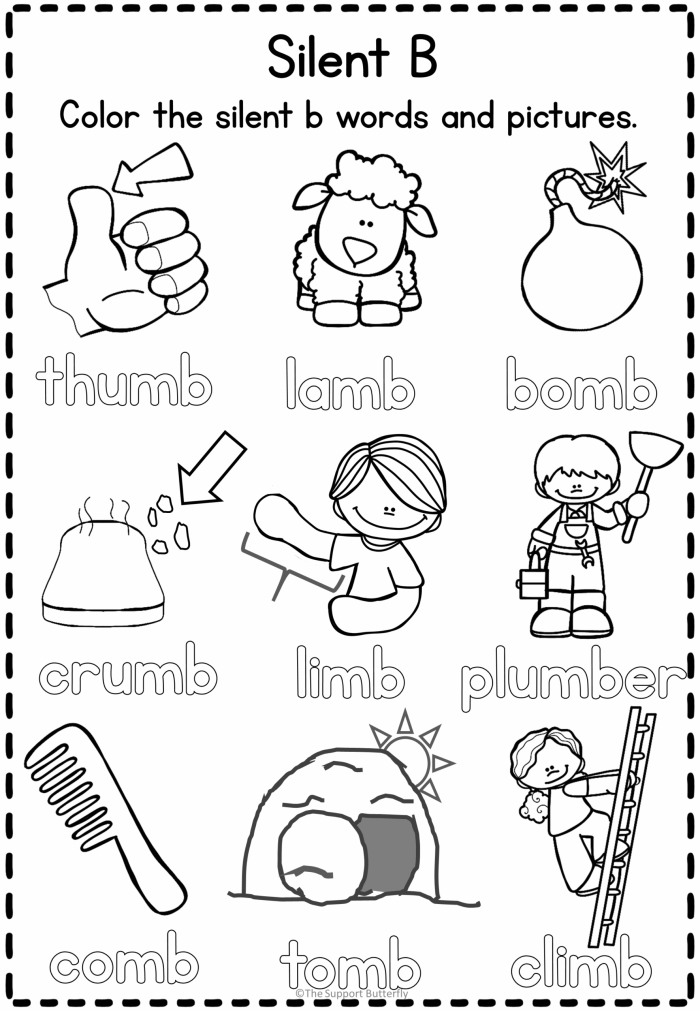 Worksheet featuring a Silent Letter Search activity for fourth graders to enhance their grammar skills