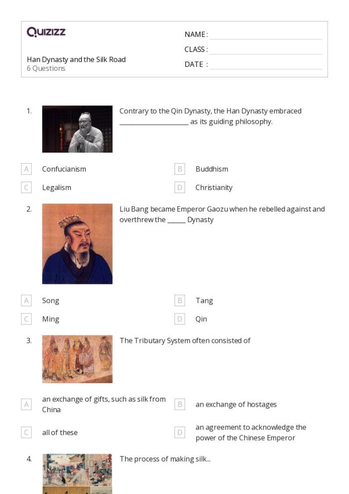 Ancient China The Silk Road worksheet for grade six history studies Sixth grade student researching the history of the Silk Road on a structured worksheet