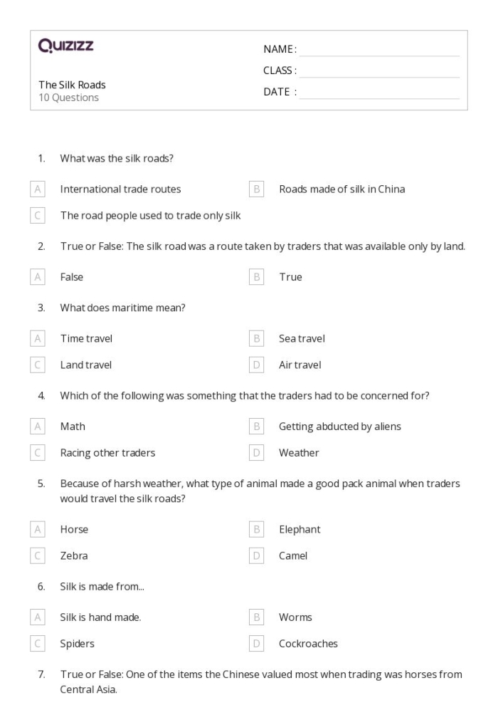 Ancient China Silk Road Worksheet for Sixth Grade History Class 8 Sixth grade student working on an Ancient China Silk Road research worksheet