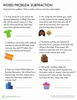 Third grade students solving silly April Fools multiplication word problems on a printable worksheet