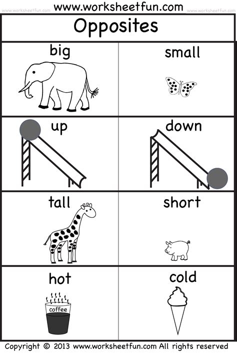 Silly Opposites worksheet for kindergarten students featuring a fun matching exercise