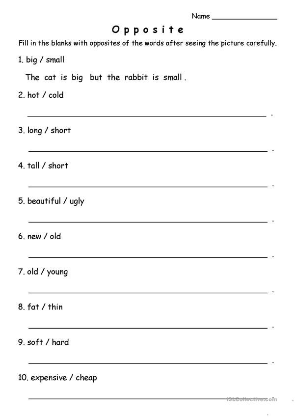 Silly Opposites worksheet for kindergarten students featuring fun matching exercises