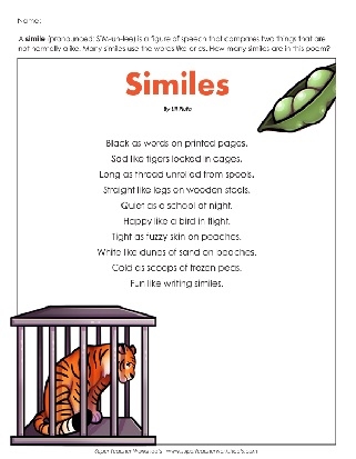 Engaging Silly Similes activity sheet for young writers Silly Similes worksheet for second graders featuring fun examples and spaces for creativity
