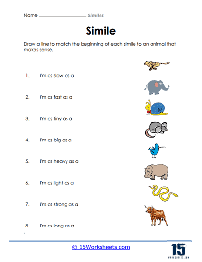 Engaging writing activity for students to complete and share imaginative similes Silly Similes worksheet for second graders encouraging creativity and fun with language