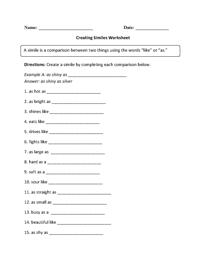 Engaging worksheet for students to explore similes and share their creations Silly Similes worksheet for second graders featuring fun and creative similes