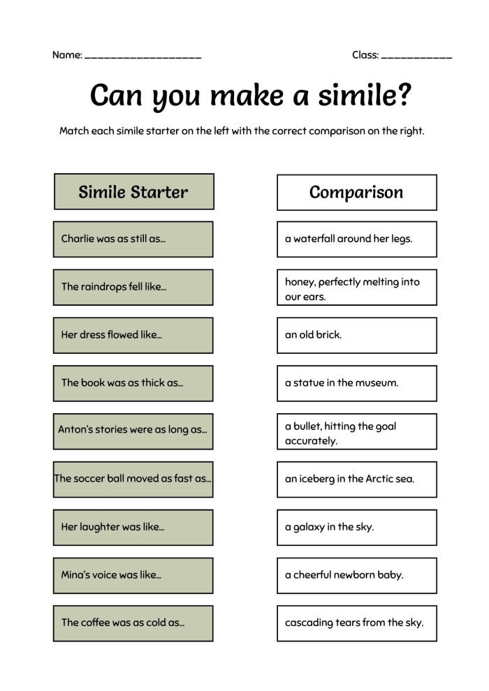 Engage students in writing with this imaginative similes activity sheet Silly Similes worksheet for second graders, featuring creative prompts and fun illustrations