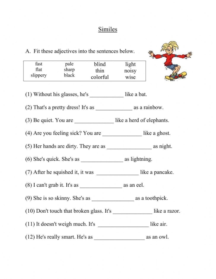 Creative similes activity for young learners to explore imaginative comparisons Silly Similes worksheet for second-grade students to enhance their writing skills