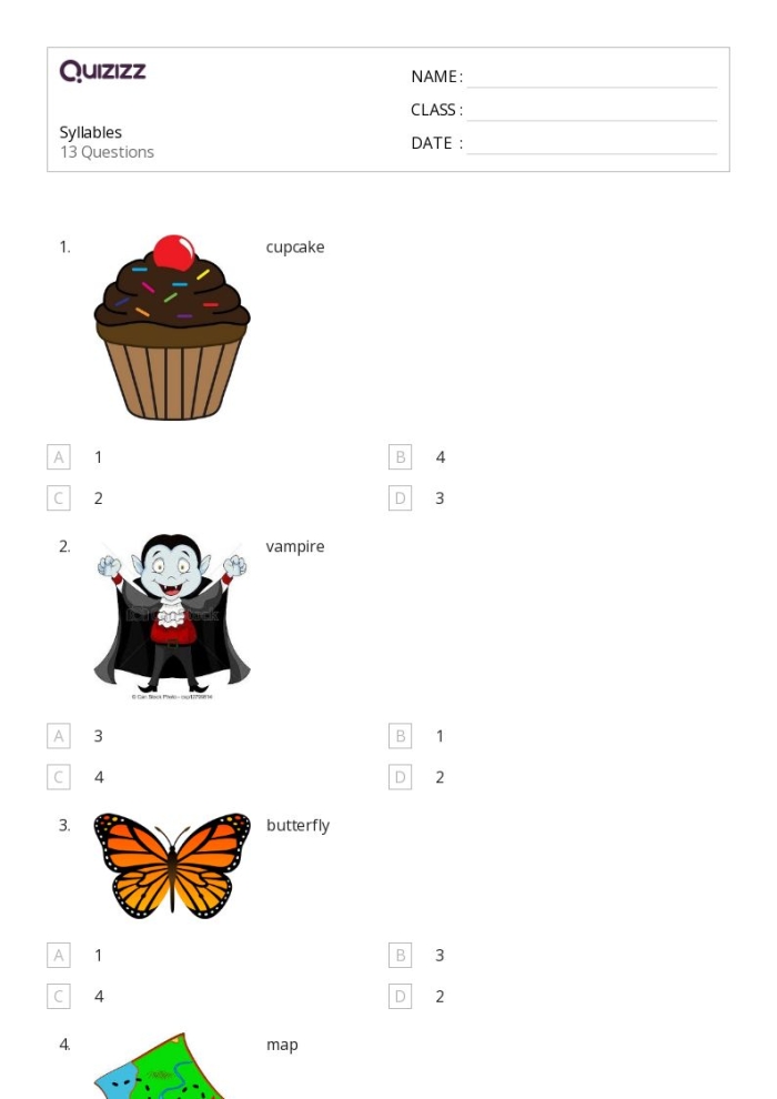 Engaging activity to enhance phonetic skills through fun syllable breakdown exercises Silly Syllables worksheet designed for third graders to practice syllable segmentation