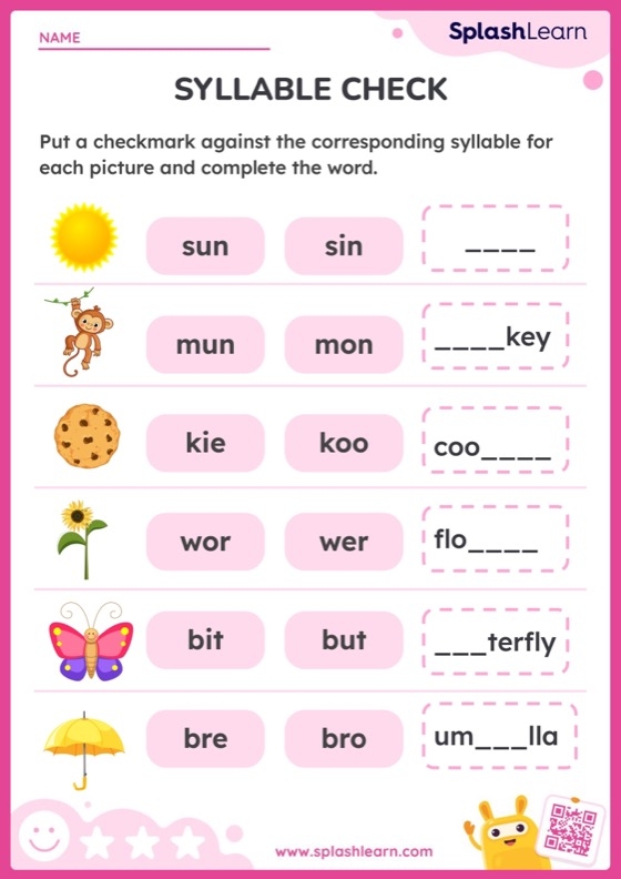 Engaging exercise to help students learn syllables in a fun way Silly Syllables worksheet for third graders focusing on syllable breakdown in geometry