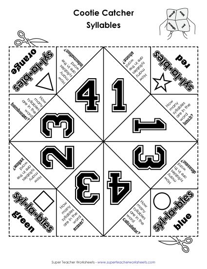 Engaging exercise image for teaching syllables in geometry for Grade 3 Silly Syllables worksheet for third graders focusing on word syllable breakdown