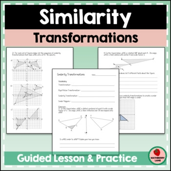 Two similar triangles with one rotated and scaled to show transformation mapping for geometry practice