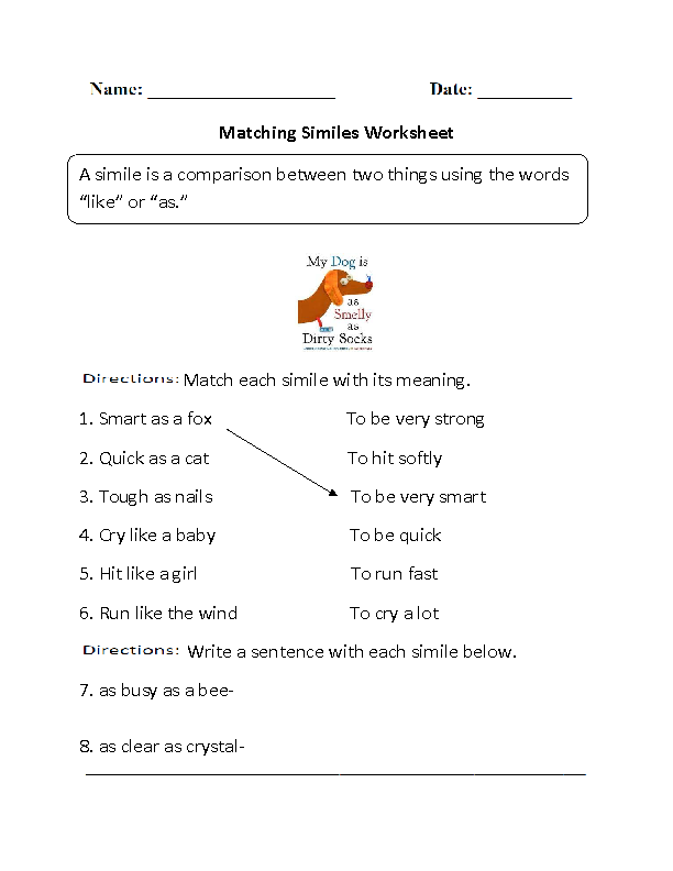 Worksheet featuring similes for third graders, with images to help complete phrases. Similes: Clear as Crystal worksheet for learning and fun.