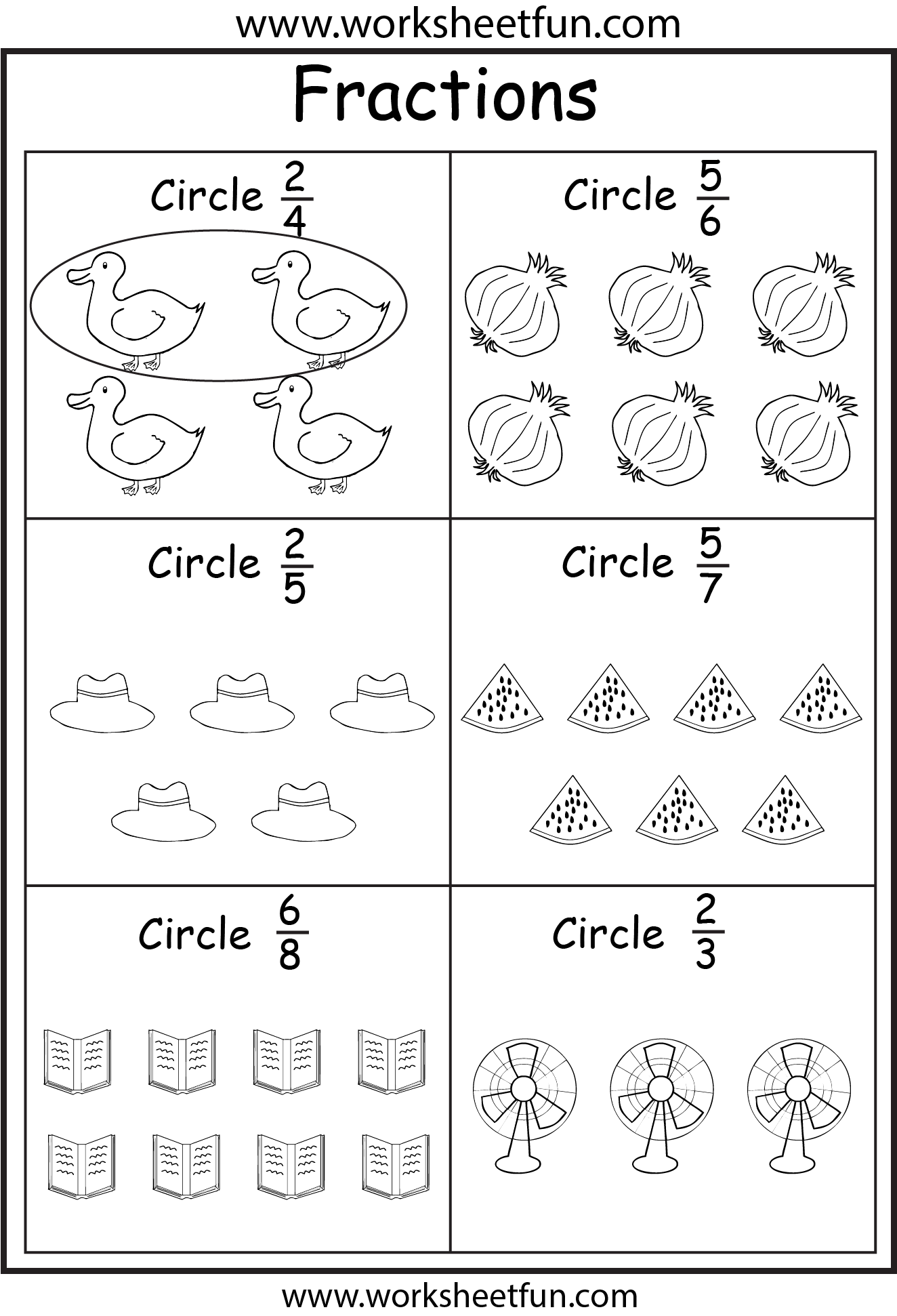Interactive fractions worksheet for kids to practice reducing fractions to their simplest form Worksheet featuring simple fraction problems designed for fourth graders with fun cartoon characters