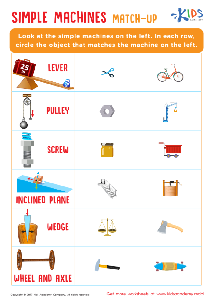 Number Theory worksheet for Fourth Grade Simple Machines worksheet for fourth graders exploring the concept of simple machines and their functions. Educational resource featuring engaging activities related to number theory and mechanics.