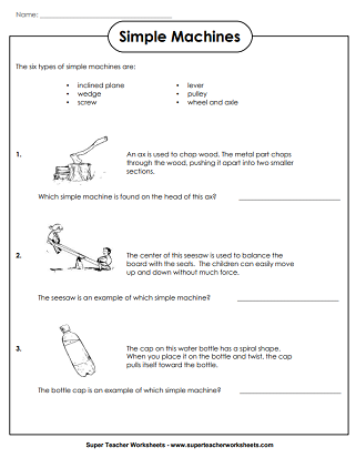Number Theory worksheet for Fourth Grade Simple Machines worksheet for fourth graders exploring the six basic machines. Educational resource for introducing simple machines in number theory.