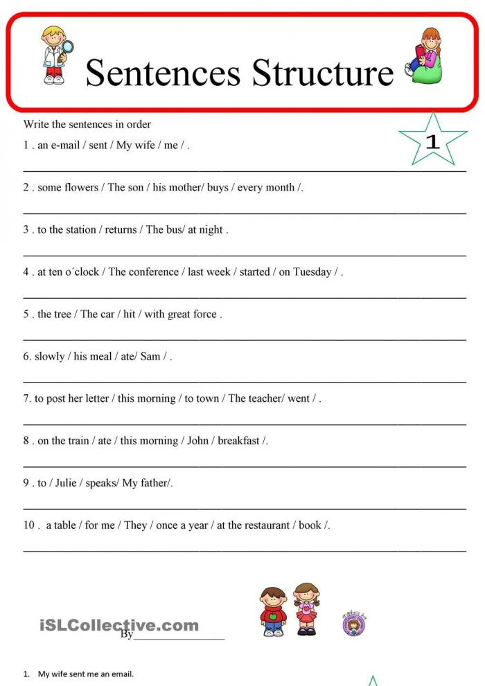 Creative writing skills development worksheet for second-grade students Worksheet for practicing simple sentence structure with nouns and verbs for second graders