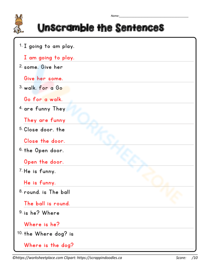 Simple Sentence Structure Worksheet for Creative Writing Skills Worksheet for practicing simple sentence structure with nouns and verbs for second graders