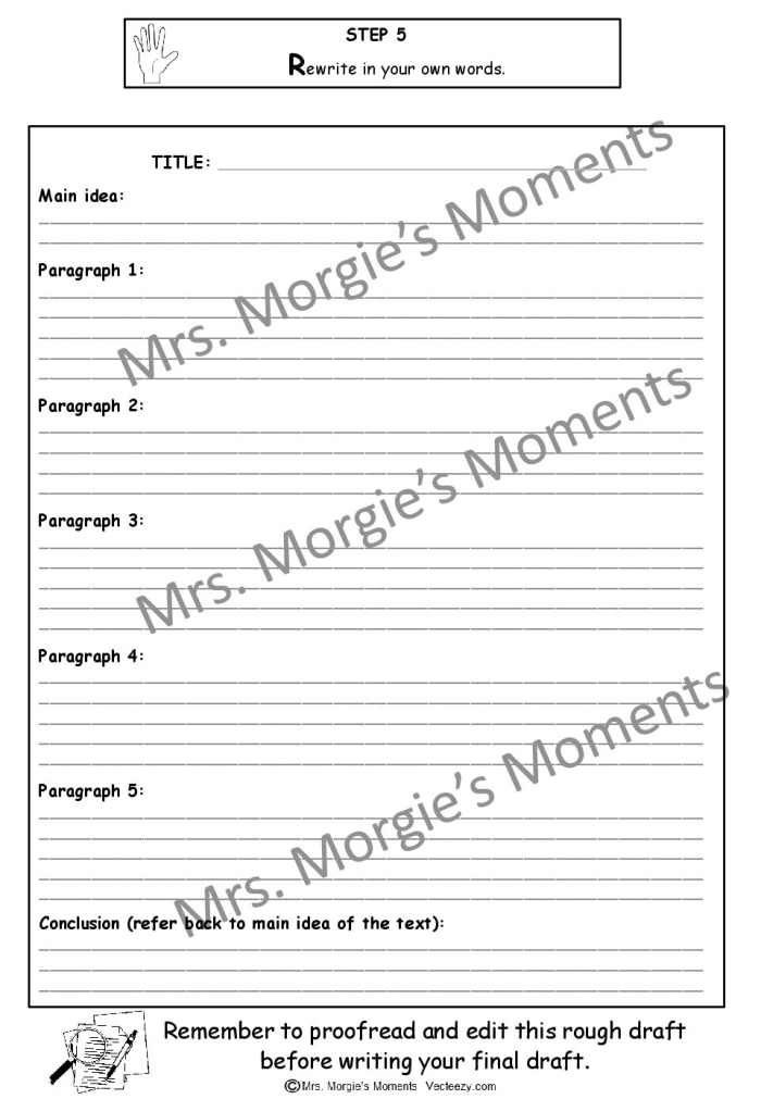 Third grade students using a guided worksheet to practice writing simple summaries with keyword prompts