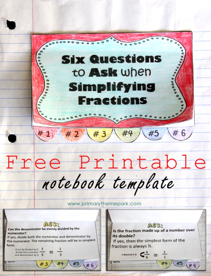 Simplify Fractions Practice Sheet 23 for Elementary Math Students Fourth grade math worksheet showing simplify fractions problems with answer spaces for practice exercises