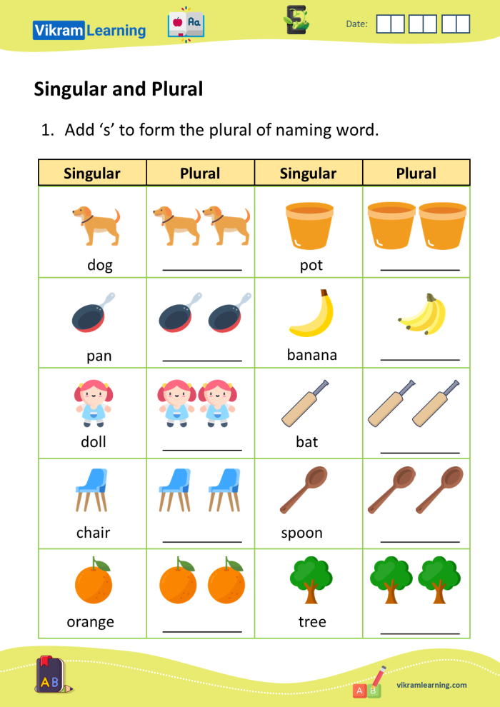 Worksheet for practicing singular and plural nouns in Earth and Space Science for second graders