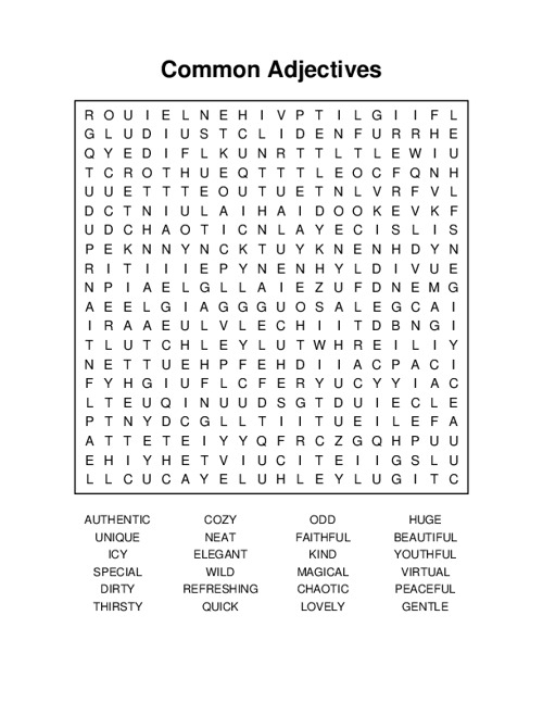 Sixth grade students using a Writer’s Word Bank of descriptive adjectives worksheet