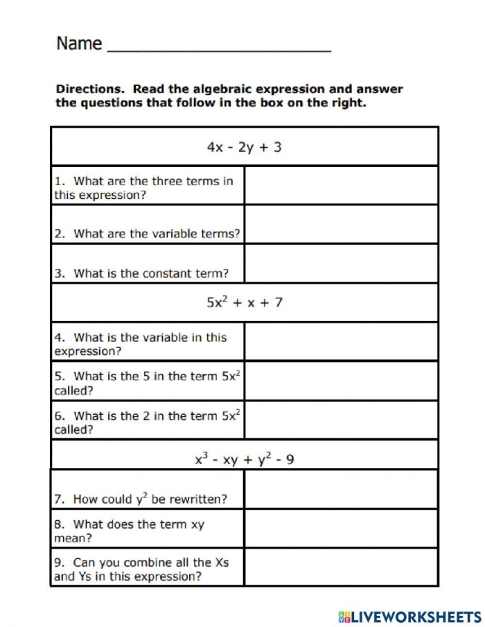 Sixth grade algebra expressions worksheet featuring order of operations problems for 25