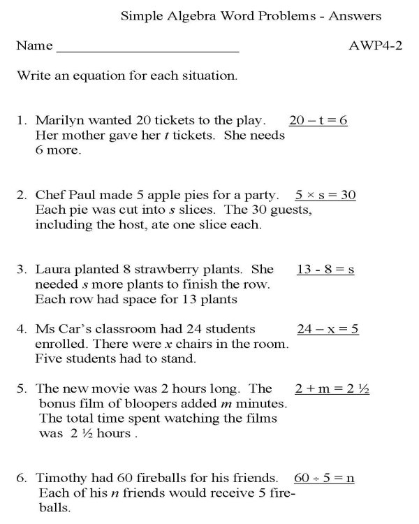 Variable Expression Word Problems Matching Activity Worksheet 15 Sixth grade students completing a math worksheet by matching word problems to their corresponding variable expressions