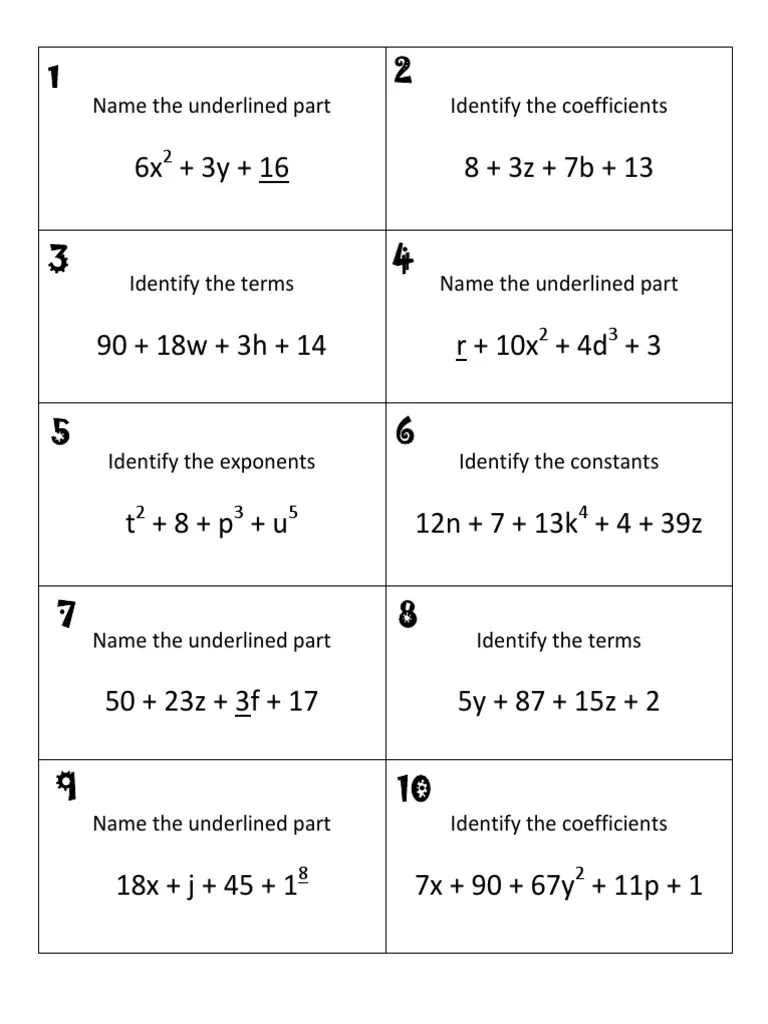 Sixth grade student working through algebraic expression problems on a practice worksheet with pencil and paper