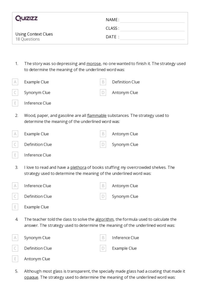 Determine the Meaning of Words Using Antonyms in Context Worksheet Image 3 Worksheet illustrating the concept of using antonyms in context for sixth-grade students