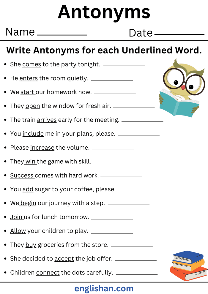 Phonics worksheet for Sixth Grade Worksheet for sixth graders focusing on antonyms in context with short paragraphs and word matching. Determine the meaning of words using antonyms in context worksheet for phonics.