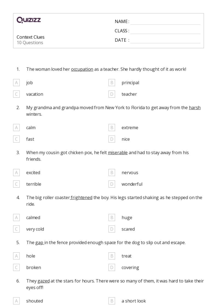 Phonics worksheet for Sixth Grade Worksheet for sixth graders focusing on antonyms in context with short paragraphs. Determine the Meaning of Words Using Antonyms in Context worksheet image 21.