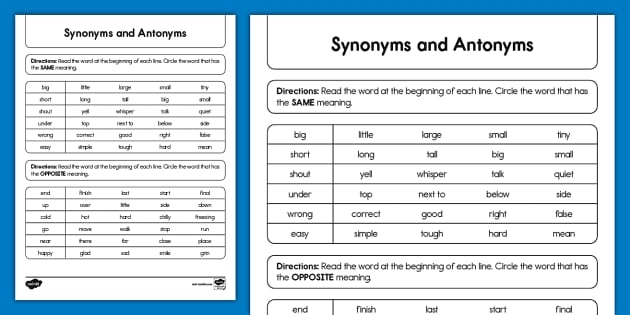 Determine the Meaning of Words Using Antonyms in Context worksheet image Worksheet for identifying antonyms in context for sixth graders
