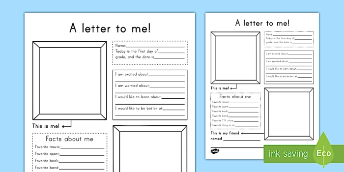 Worksheet for writing a letter of appreciation to oneself aimed at sixth graders