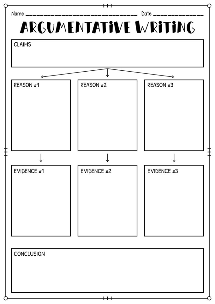 Sixth grade graphic organizer worksheet for planning an argumentative essay on solving social problems