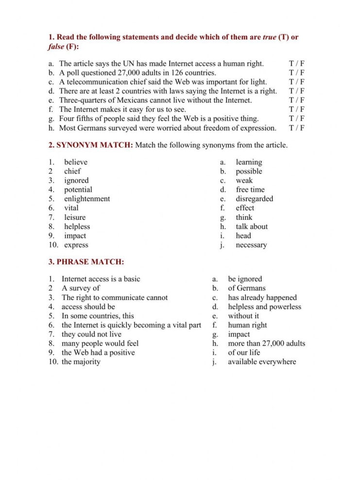 What's Your Argument? Internet Access Writing Prompt for Middle School Sixth grade student writing an argumentative essay about internet access rights on a worksheet
