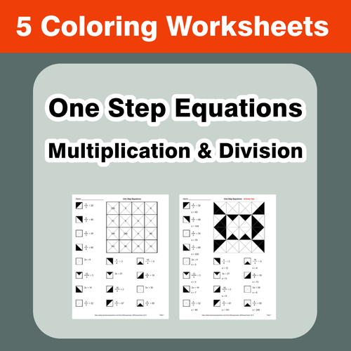 Sixth grade worksheet for practicing one-step multiplication and division equations using inverse operations