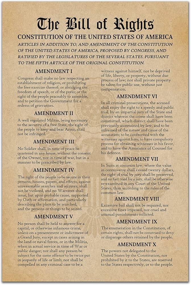 Sixth grade students practice summarizing the first ten amendments to the Constitution on this educational worksheet
