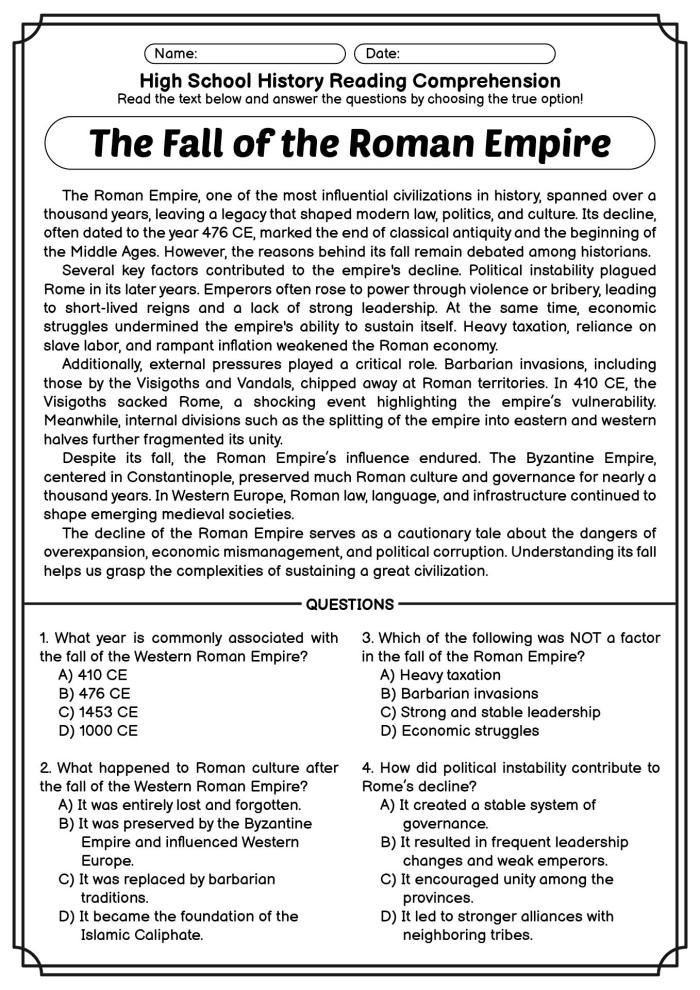 Sixth grade students reading about candle history on an informational worksheet page 9