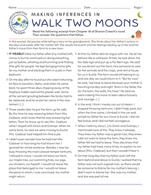 Sixth grade reading worksheet featuring a character analysis exercise based on an excerpt from The Lion, the Witch and the Wardrobe