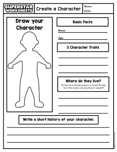 Sixth grade character analysis graphic organizer worksheet for literature study