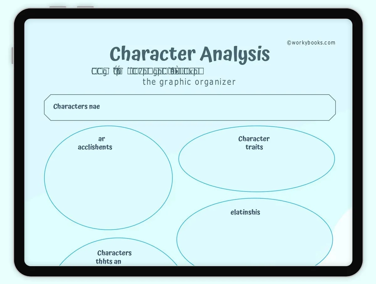 Character Analysis Graphic Organizer worksheet for sixth-grade literature studies