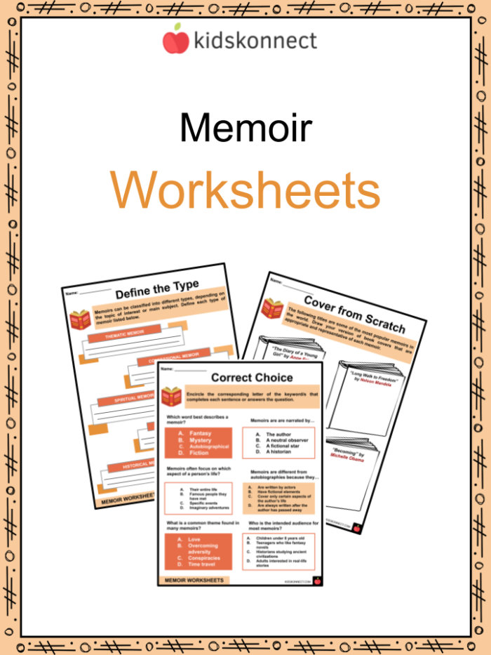 Sixth grade worksheet for comparing and contrasting biography, autobiography, and memoir text structures